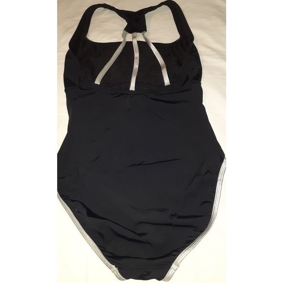 Speedo Black & Silver 1 Piece Swimsuit Size‎ 12 - Picture 3 of 5